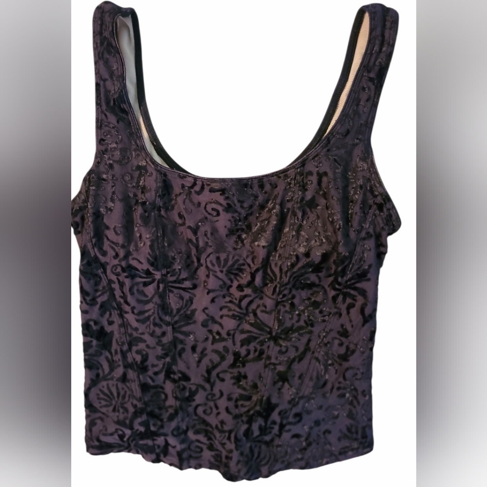 Vintage 90s Victoria's Secret "Burnout Velvet"  Patterned Tank Top
